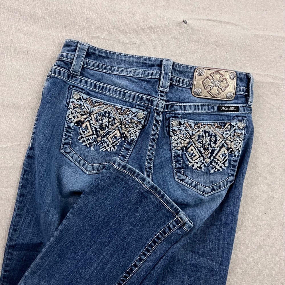 Miss Me Signature Bootcut Jeans Womens 28 Blue Mediumâ Wash Embellished Sequins
